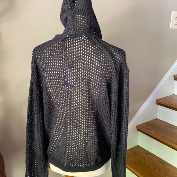 NWT Black Crochet Hoodie Sweater Small - Picture 5 of 8